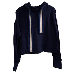 Ramy Brook Women's Navy Blue‎ Tatum Puff Sleeve Hoodie Sweatshirt Size L